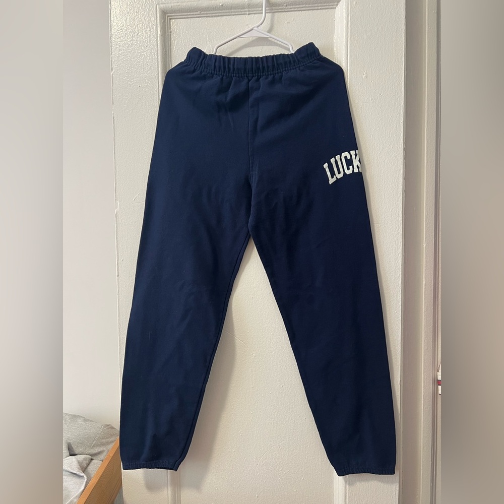 Note to Self Lucky girl navy sweatpants